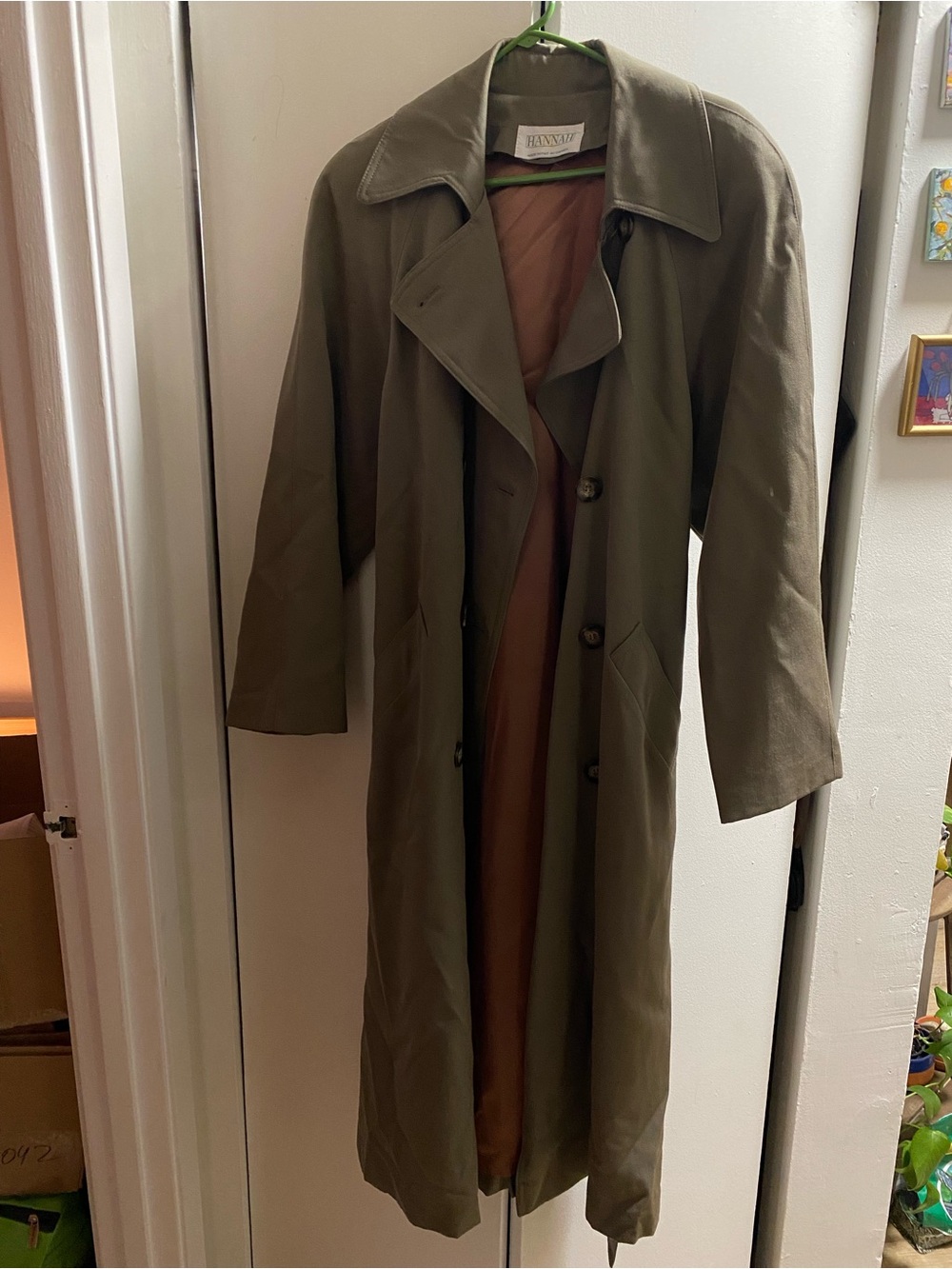 Vintage Olive Green Tan trench coat